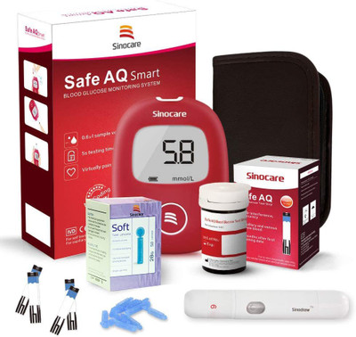 Sinocare Safe AQ Smart meter Glucometer(Red)