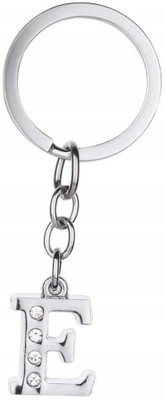 Americ Style Alphabet E Chrome Metal Finish Keyring (Silver) Key Chain