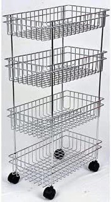 SeaRegal Fruits/Vegetables Kitchen Rack Steel Stainless Steel 4 Layer Onion Potato Stand for Kitchen Fruit Vegetable Stand Storage Trolley Steel Kitchen Trolley