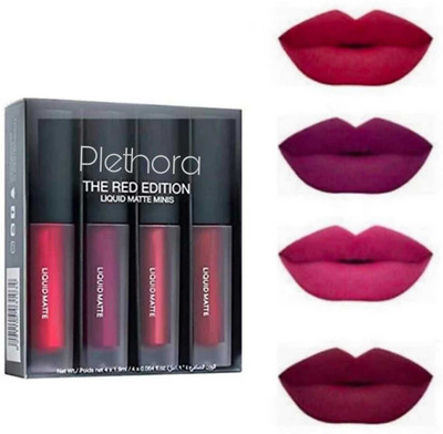 Plethora Mini Matte Liquid Lipstick Red Edition 4(Red, 4.1 ml)