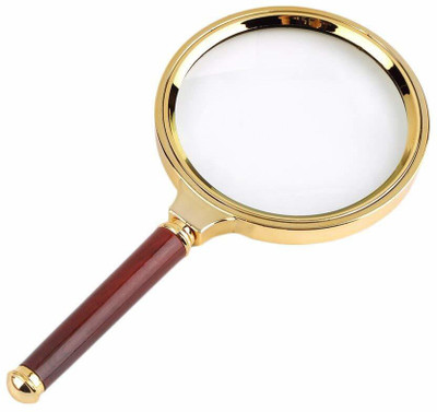 VEWIKZY Handheld Magnifier Loupe Glasses with Rosewood Handle for Book and Newspaper Reading, Insect and Hobby Observation, Classroom Science, maps, Great for Gifting 10X 80MM 10x Magnifying Glass(Gold)