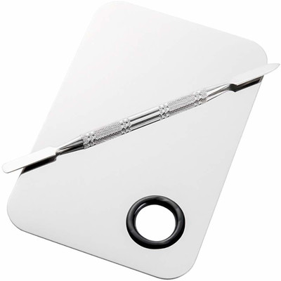 SAROWA Stainless Steel Makeup Mixing Blending Palette With Spatula (Simple Mixing Palette)