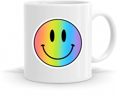 R CREATION Smiley Ceramic Coffee Mug(325 ml)