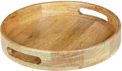 LyqArt Wooden Round Tray | Multipurpose Tray | Serving Tray | Serving Platter | snack tray | Drinks tray Tray(Microwave Safe)