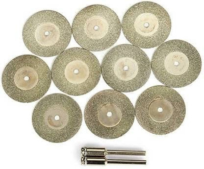 AASONS 12 pcs Mini Diamond Saw Blade 10pcs Diamond Blade Set 22mm Diameter Mini Diamond Saw Blade with 2pc Connecting 3mm Shank for Mini Die Grinder Rotary Bit Set(12 Bits)