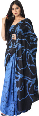 Pinkcity Trade World Printed, Color Block, Blocked Printed Daily Wear Pure Cotton Saree(Blue)