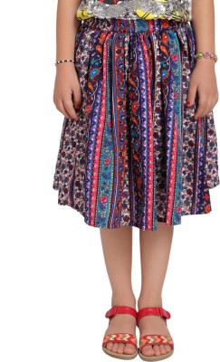 JSNEP Printed Girls A-line Multicolor Skirt