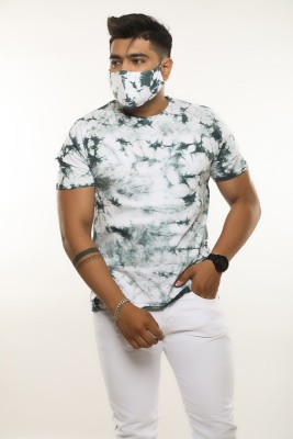 LABELPRITIGUPTA Tie & Dye Men Round Neck White, Black T-Shirt