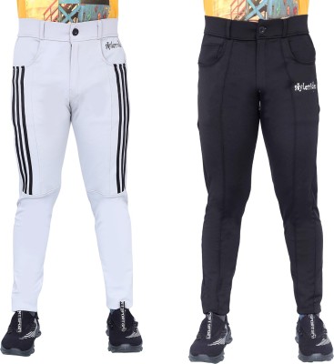 StyleRide Striped Men Grey, Black Track Pants