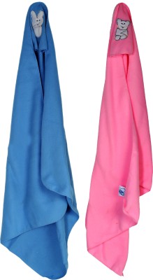 First Sleep Printed Crib Fleece Blanket for  Mild Winter(Polyester, Blue, Pink)