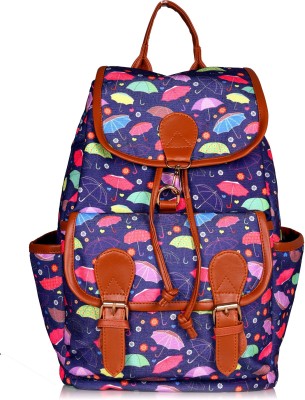 Marissa FASHIONABLE PRINTED CANVAS AMBLA S MULTI BACKPACK BAG FOR GIRLS AND WOMEN 10 L Backpack(Blue)