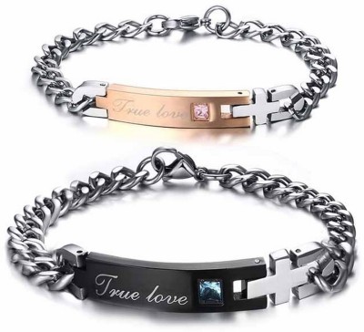 Vientiq Stainless Steel Sterling Silver Bracelet Set