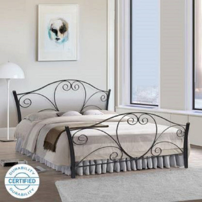 FurnitureKraft Atlanta Metal Queen Bed(Finish Color - Charcoal Black, Delivery Condition - Knock Down)