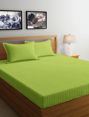 BELVOSTUM 180 TC Microfiber Double Striped Flat Bedsheet(Pack of 1, Neon Green)