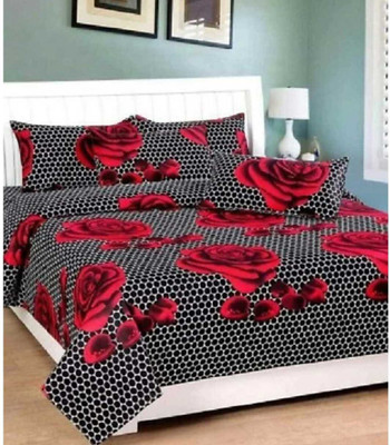 hasim 180 TC Polycotton Double 3D Printed Flat Bedsheet(Pack of 1, Multicolor)