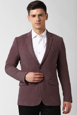 PETER ENGLAND Solid Single Breasted Formal Men Blazer(Brown)
