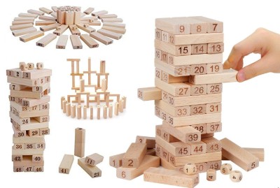 Bestie Toys Jenga Tumbling Tower Numbered Wooden Board Game Challenging Maths Game for Adults and Kids Party & Fun Games Board Game