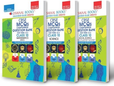 Oswaal CBSE MCQs Chapterwise For Term I & II, Class 10 (Set of 3 Books) Mathematics (Basic), Science, Social Science (With the MCQ Question Pool for 2021-22 Exam)(Paperback, Oswaal Books)