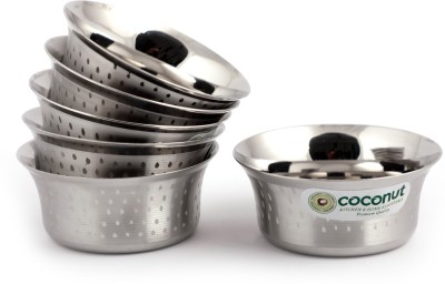 COCONUT Stainless Steel Dessert Bowl Shower Pari(Pack of 6, Silver)