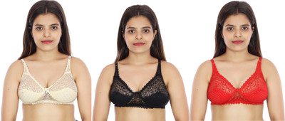 KARMUN COTTON NET BRA Women T-Shirt Non Padded Bra(Black, Red, Beige)