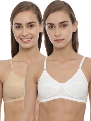 Blossom Women Full Coverage Non Padded Bra(Beige, Black)