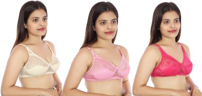 KARMUN COTTON NET BRA Women T-Shirt Non Padded Bra(Pink, Beige)