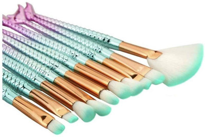 Lele Professional 3D mermaid fish shape makeup brush set of 10 Superior Quality(Pack of 10)