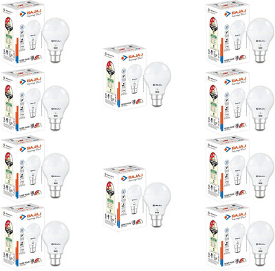 BAJAJ 9 W Round B22 LED Bulb(White, Pack of 10)