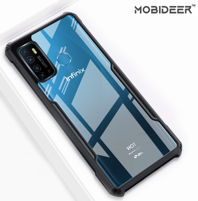 MOBIDEER Back Cover for Infinix Hot 9 Pro, Transparent Hybrid Hard PC Back TPU Bumper(Black, Transparent, Shock Proof, Pack of: 1)