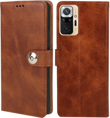 MG Star Flip Cover for Xiaomi Redmi Note 10 Pro(Brown, Shock Proof, Pack of: 1)