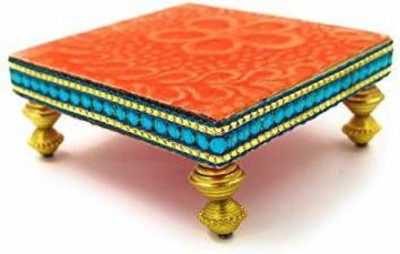 shinde exports Wooden Meenakari Chowki Bajot choki chaurang patla for Idols and Pooja Articles Wooden Pooja Chowki Wooden All Purpose Chowki(Orange, Pack of 1)