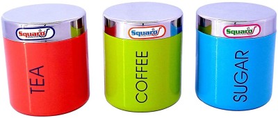 SQUARO ONLINE STORE Steel Tea Coffee & Sugar Container  - 700 ml(Pack of 3, Multicolor)