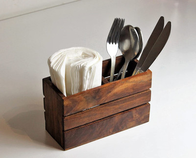 CART OF CRAFTS Empty Cutlery Holder Case(brown  Holds 15 Pieces)