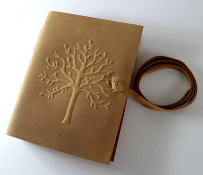 Camlon Exports Handmade Embossed Leather Journal A5 Planner/Organizer Unrued 240 Pages(Light Brown)