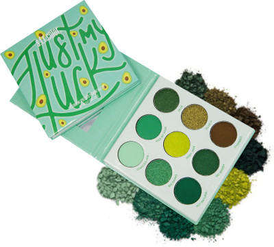 s.f.r color just my luck pressed pigmented eyeshadow | matte and shimmer combo eyeshadow | shimmer and glitter eyeshadow |green themed eyeshadow palette 9 g(multi color)