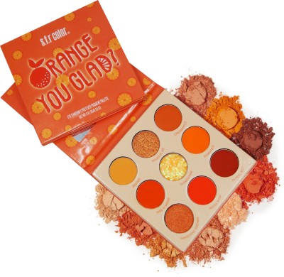 s.f.r color Orange you glad pigment pressed eyeshadow palette | matte shimmer glitter combo eyeshadow palette | travel friendly eyeshadow palette | pocket eyeshadow palette 9 g(multi color)