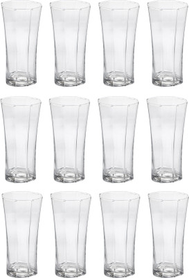 1st Time (Pack of 12) Stylish Shape Self Designer Multipurpose 8 Piece Glass Set Of 12 Glass Set Water/Juice Glass(280 ml, Glass, Clear)