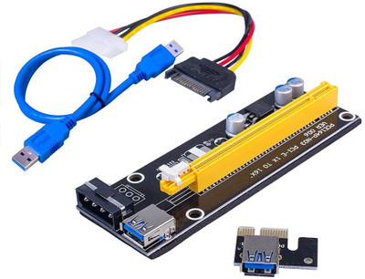Xsentuals PCI-E 1x to 16x Adapter Card USB3.0 Data Cable Power Cable Kit Mining Card GDDR4 16 GB NVIDIA Chipset 64 bit 120 MHz Graphics Card