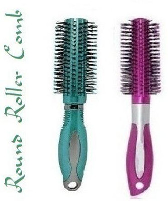J & F Round Styling Hair Brush / Rolling Curling Comb Tool For Long & Short Hair Pack of 2