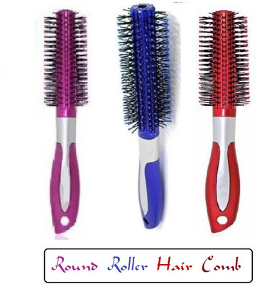 J & F Hair Styling Roller Comb Round Pack of 3