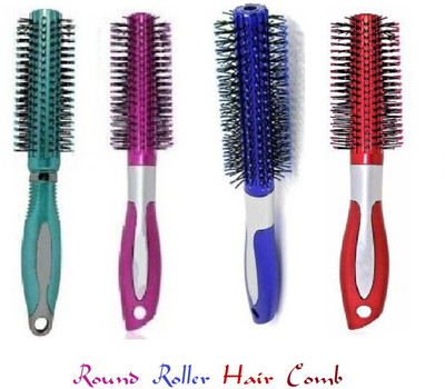 J & F Round Rolling Curling Comb / Styling Hair Brush Pack of 4