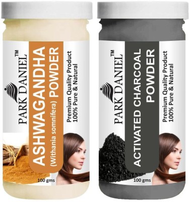 PARK DANIEL Natural Ashwagandha Powder & Activated Charcoal Powder Combo Pack of 2 Jars of 100 gms(200 gms)(200 g)