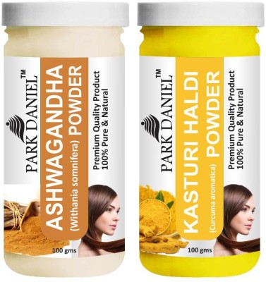 PARK DANIEL Premium Ashwagandha Powder & Kasturi Haldi Powder Combo Pack of 2 Jars of 100 gms(200 gms)(200 g)