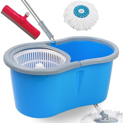V-MOP Premium Quality Bucket Spin Mop - Dry & Wet Magic Cleaning Floor Mop Only 1 Microfibers + 1 Floor Wiper (( 6 Months Warranty on Rod )) Mop Set, Mop, Cleaning Wipe, Bucket, Dustbin, Mop Refill, Broom, Kitchen Wiper, Dustpan