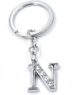 Americ Style Alphabet N Chrome Metal Finish Keyring (Silver) Key Chain