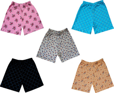 IndiWeaves Short For Baby Girls Casual Printed Pure Cotton(Multicolor, Pack of 5)