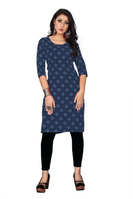 Vimalnath Synthetics Women Printed Straight Kurta(Blue)