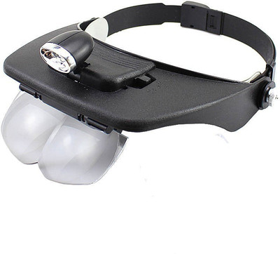 KGN Headband LED Head Light Magnifying Glass Loupe 4x Lens 1.2X,1.8X,2.5X,3.5X Magnifier(Black)
