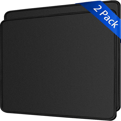 LipiWorld Mouse Pad with Stitched Edge, Premium-Textured Mouse Mat, Non-Slip Rubber Base, Water Resistance Coating Gaming Mousepad for Laptop, Desktop (250mmx210mmx4mm Pack-2) Non Slip Base Dual Sided Mousepad(Black)