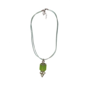 Shelly Jewels green pendant rope necklace for girls and women Brass Necklace